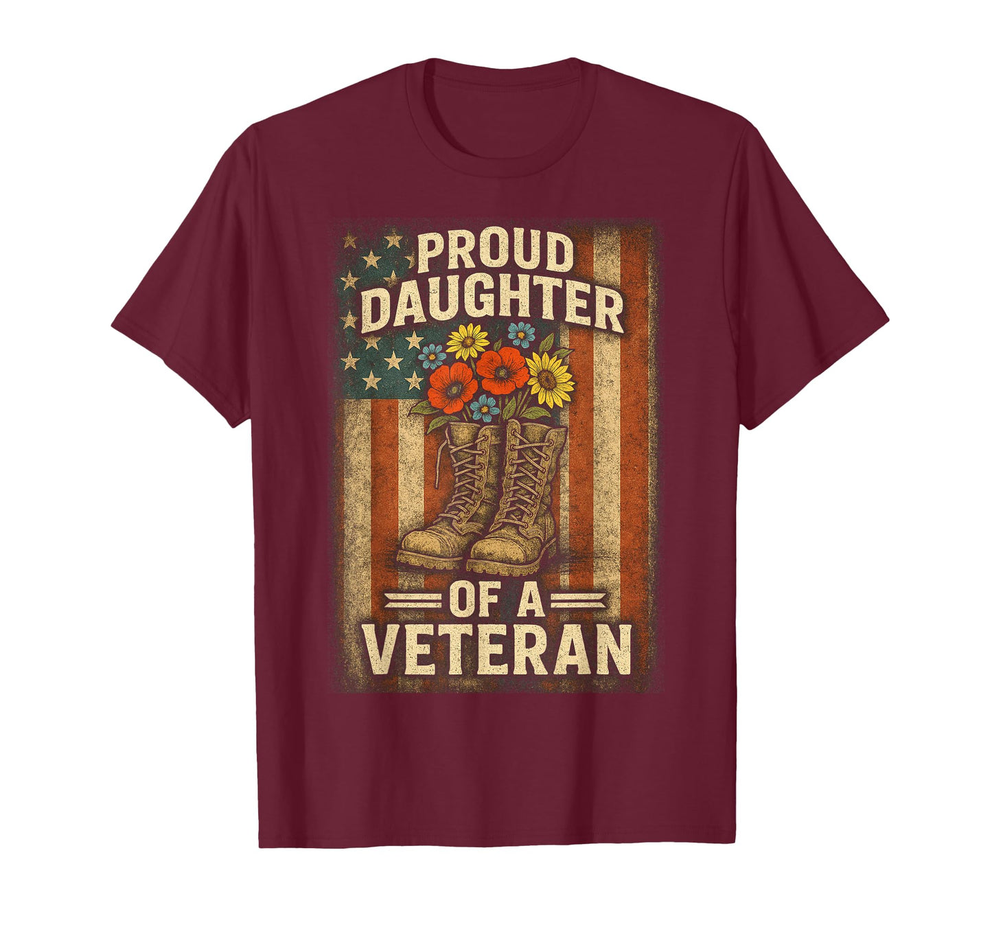 Proud Daughter Veteran Day American Flag Military T-Shirt