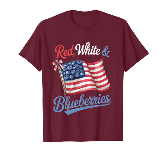 Red White & Blueberries Coquette Flag Bow Long Sleeve T-Shirt