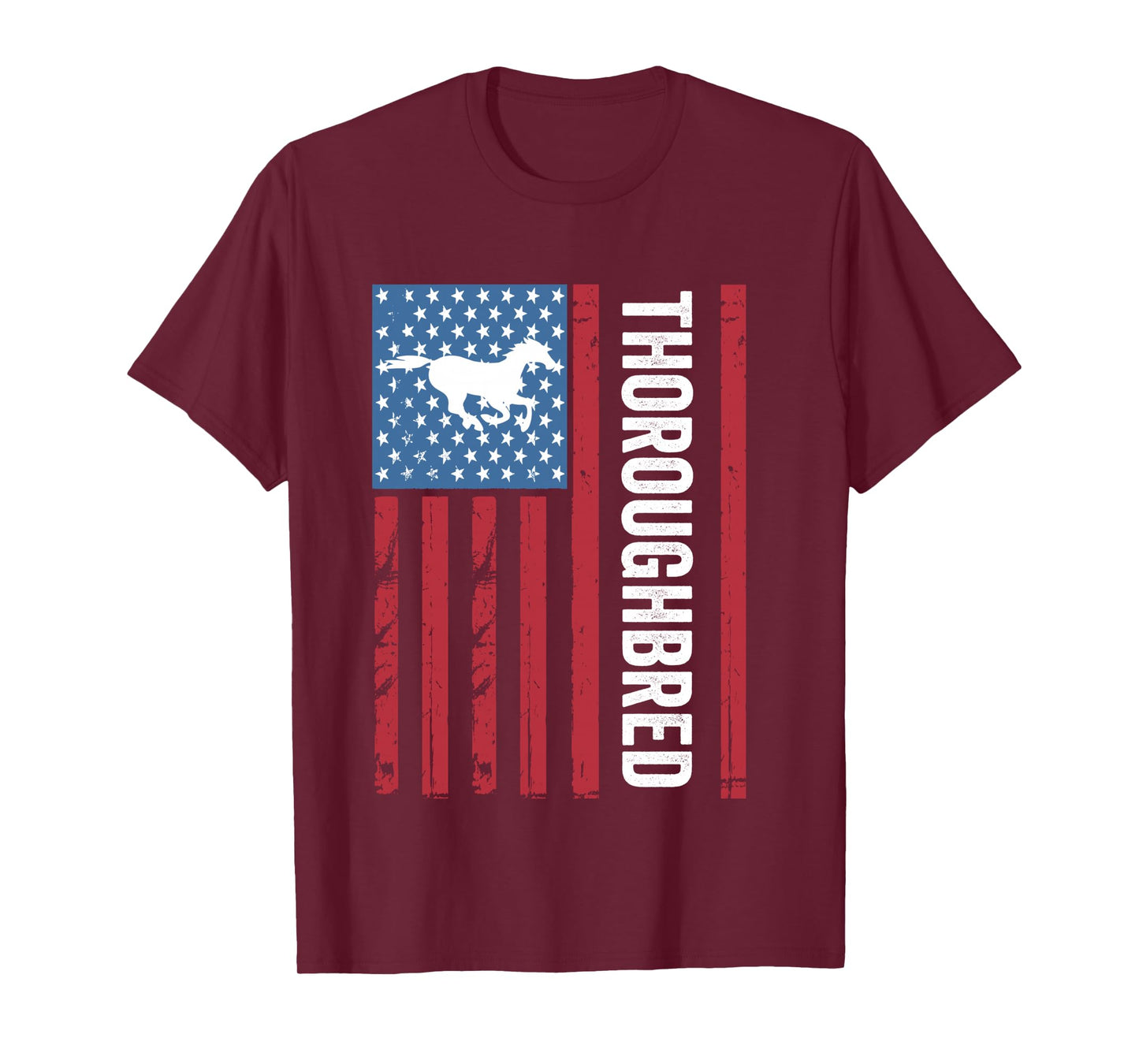 Thoroughbred Horse with American Flag, OTTB, Thoroughbred Long Sleeve T-Shirt