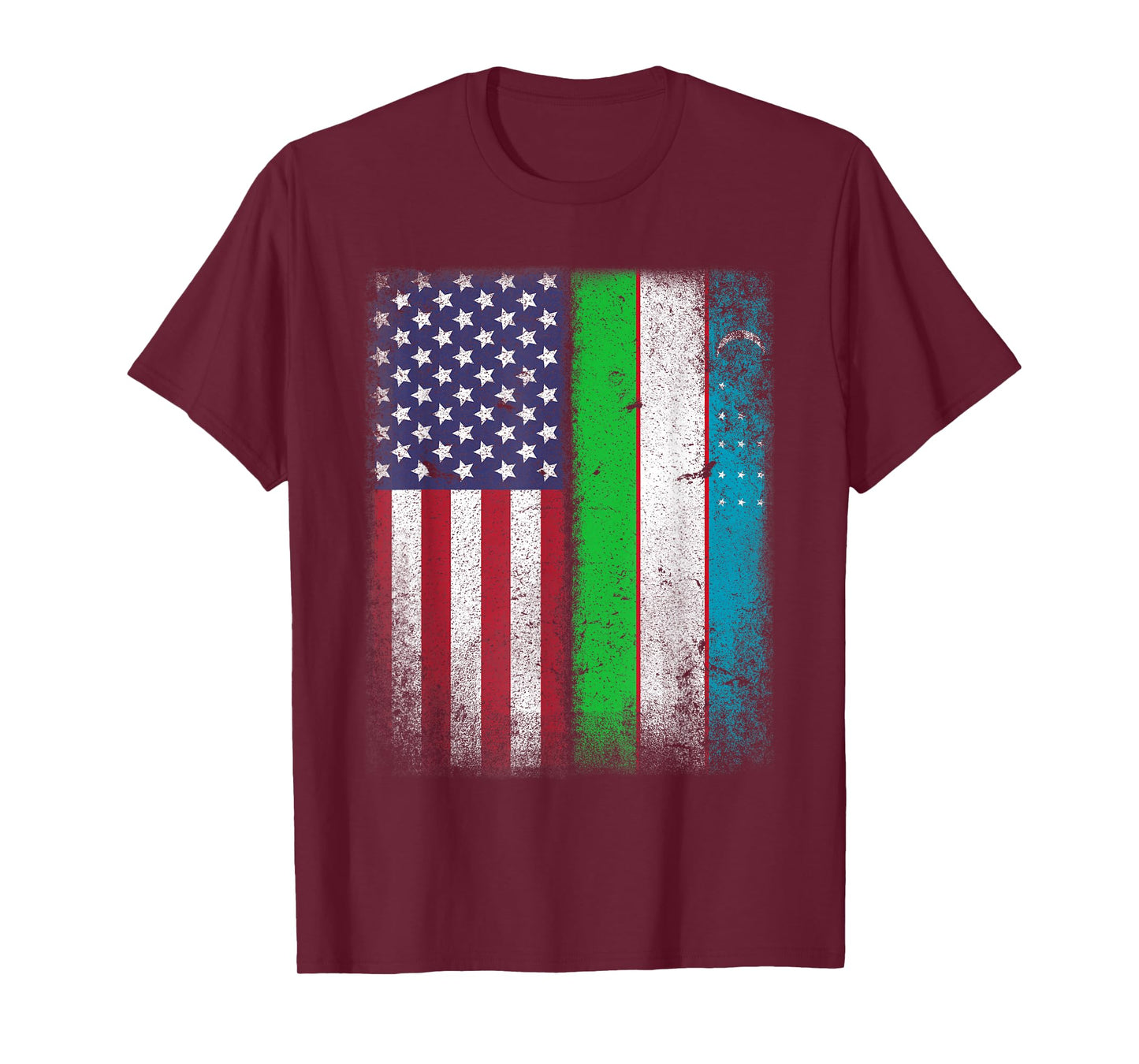 Uzbekistan Usa T-shirt Uzbek American Flag T-Shirt