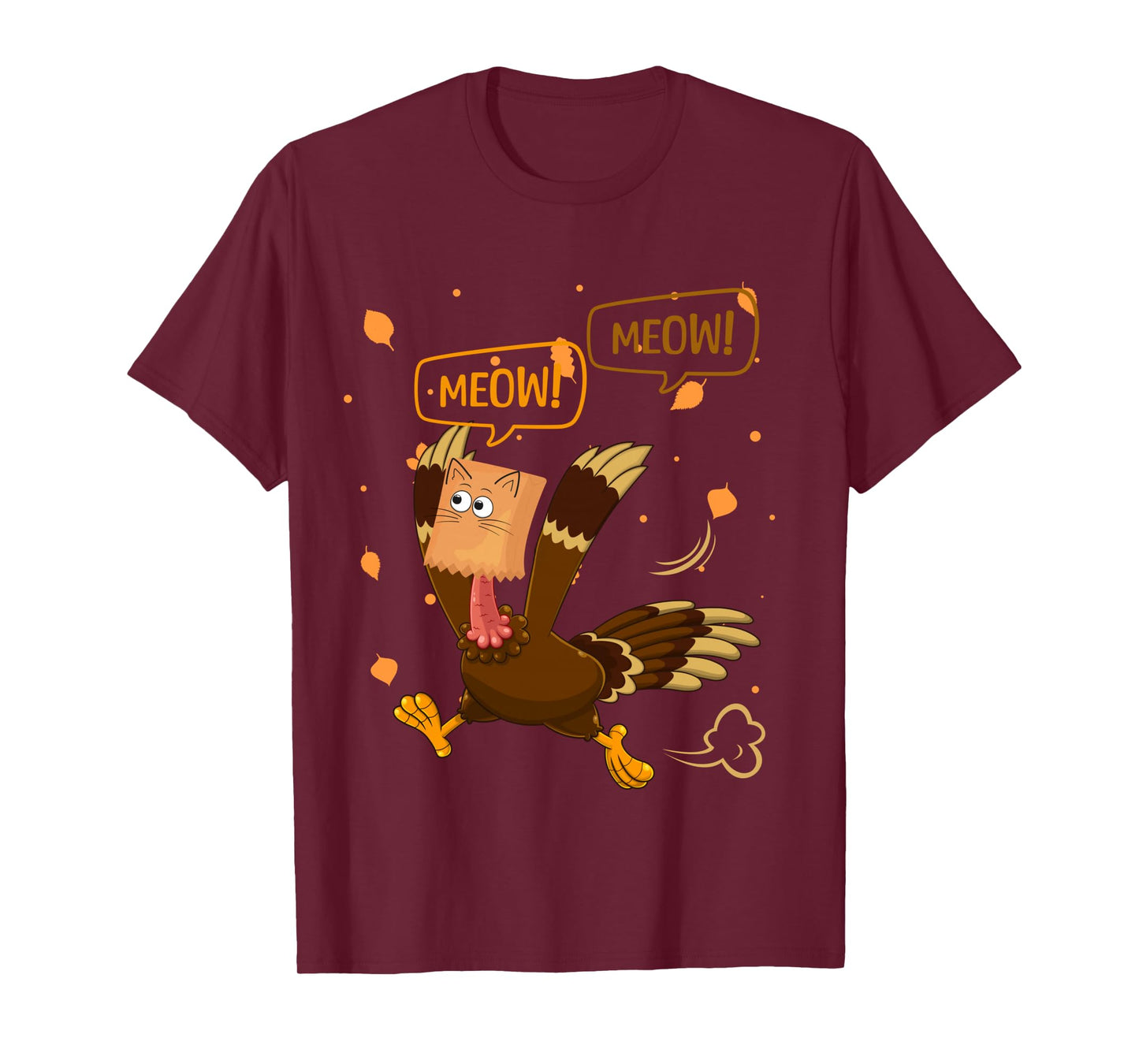Thanksgiving Turkey Cat Meow Funny Men Women Thanksgiving Long Sleeve T-Shirt