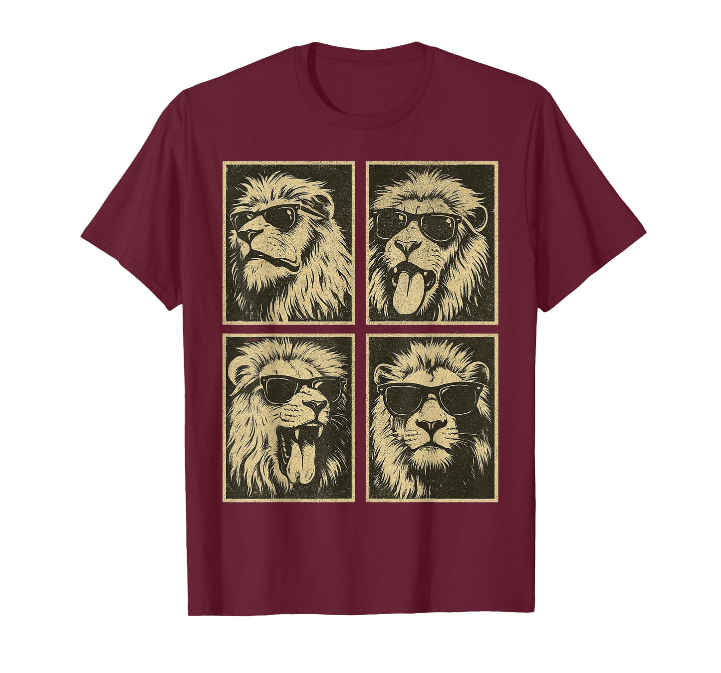 Vintage Cute Lions with Sunglasses Lion Animals Photo Booth T-Shirt