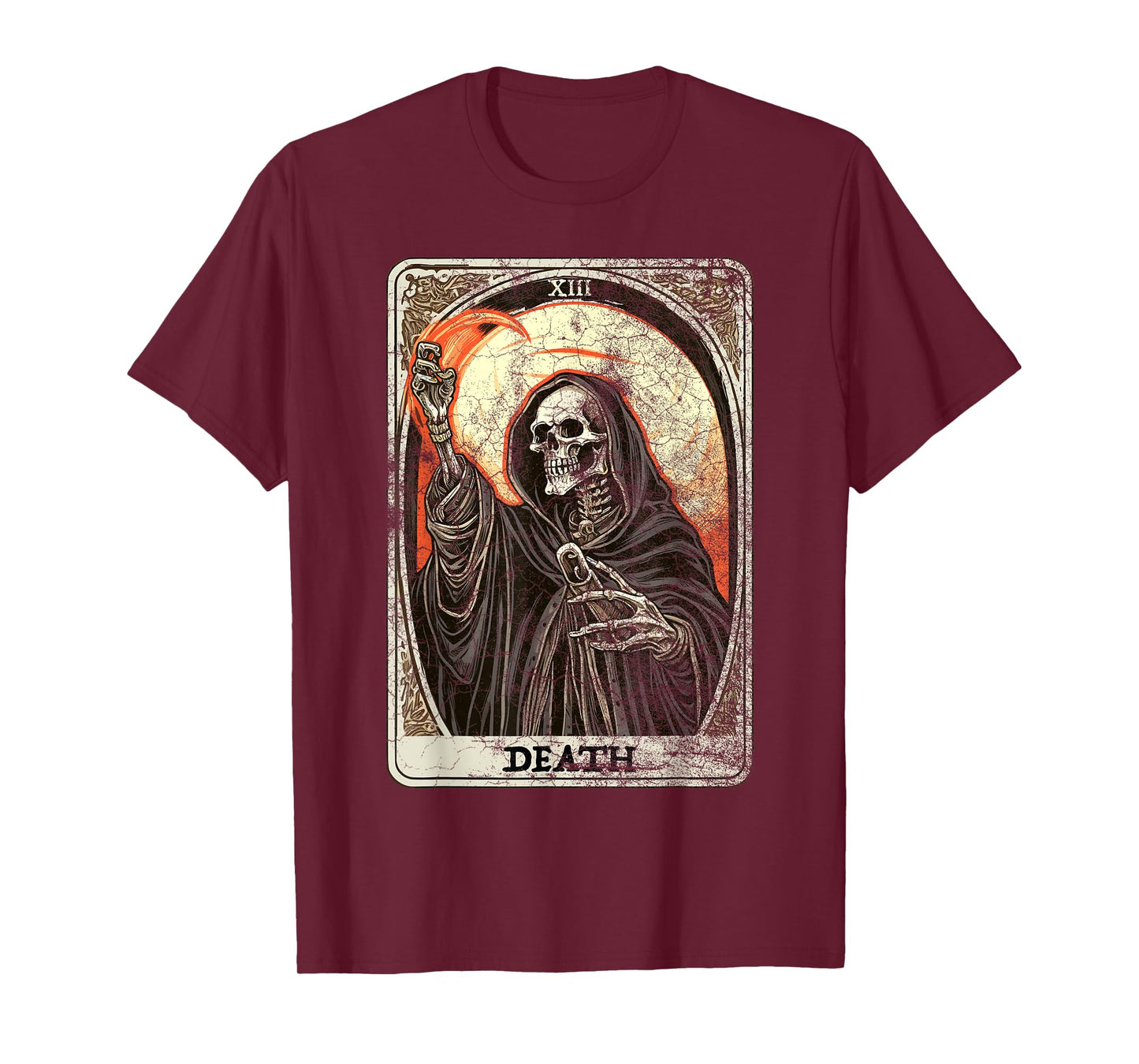 Vintage Death Tarot Card Grim Reaper Occult Satanic Horror T-Shirt