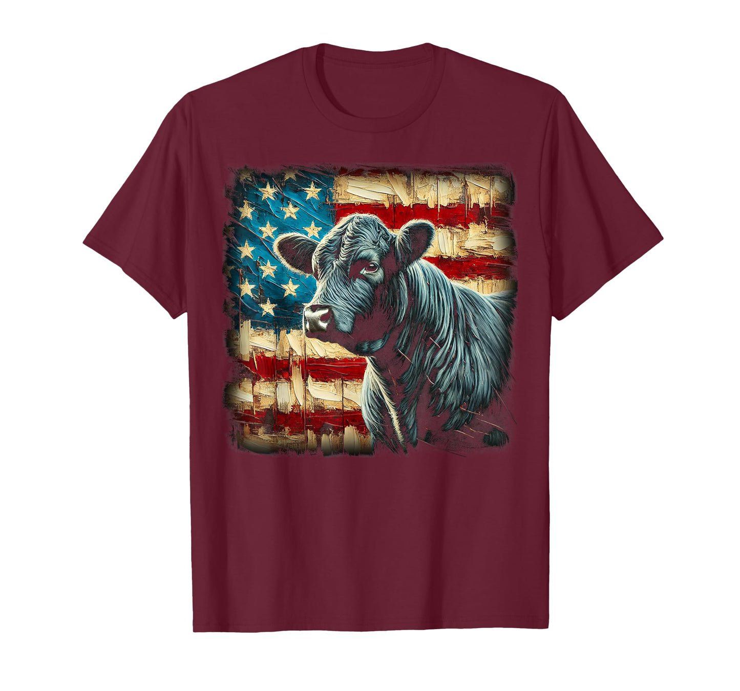 Angus Rancher USA American Flag Cow T-Shirt