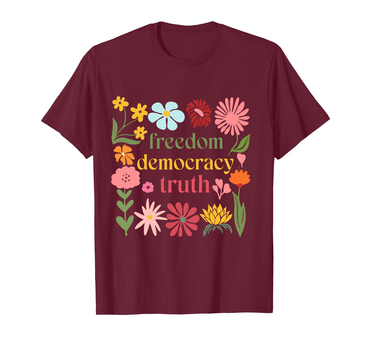 Boho Floral Freedom Democracy Truth Patriotic 4th Of July Long Sleeve T-Shirt