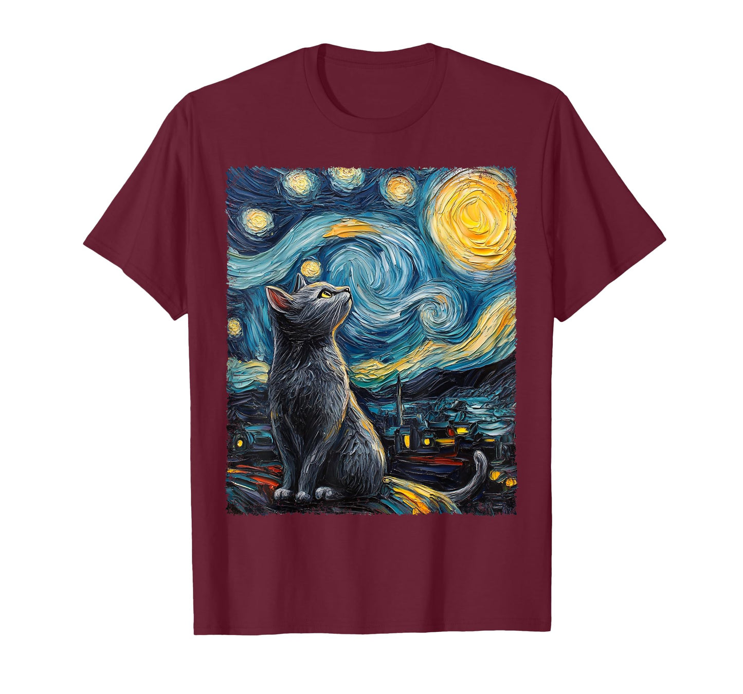 Colorful Van Gogh Starry Night Cat T-Shirt