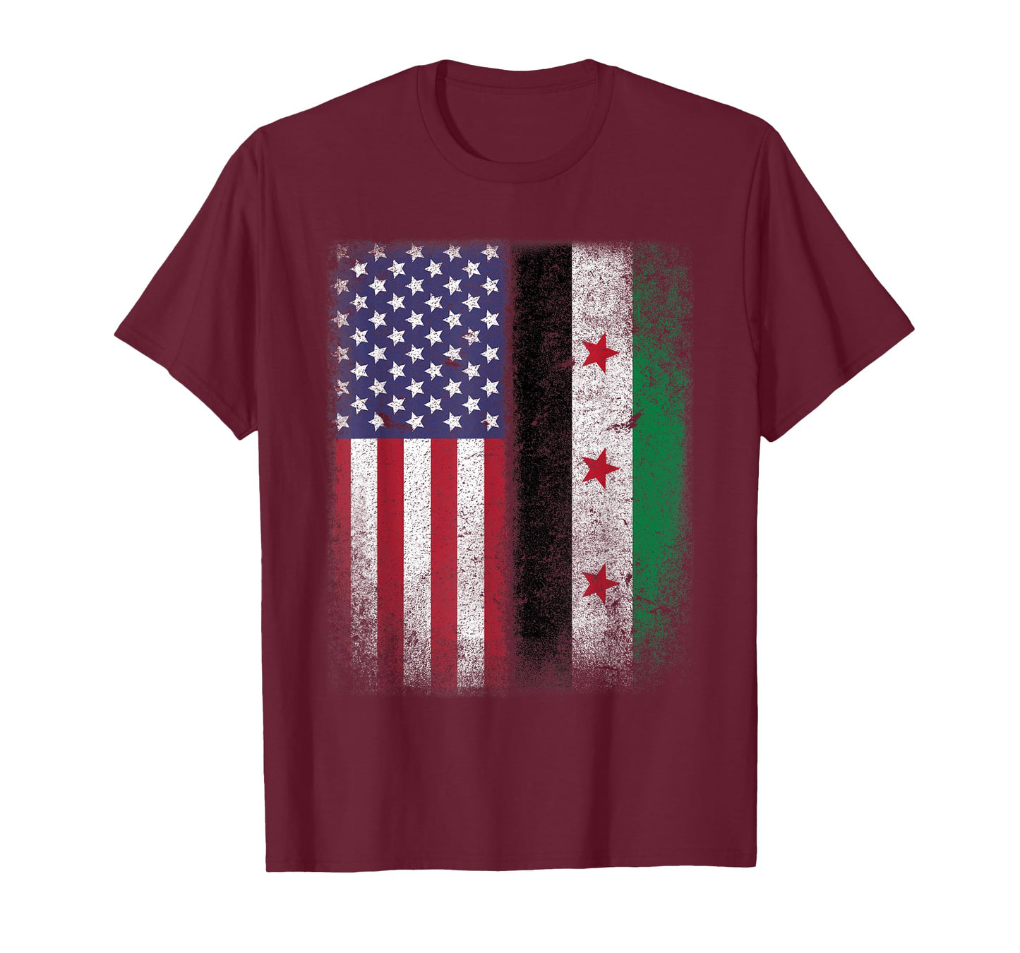 Syrian American Flag T-shirt Syria Usa Pride Women Kids Men T-Shirt