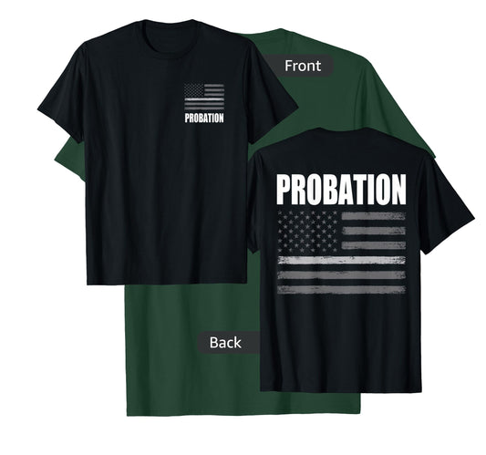 Corrections Thin Grey Line Flag Shop Probation Vintage Distressed USA American Flag, Both Sides T-Shirt