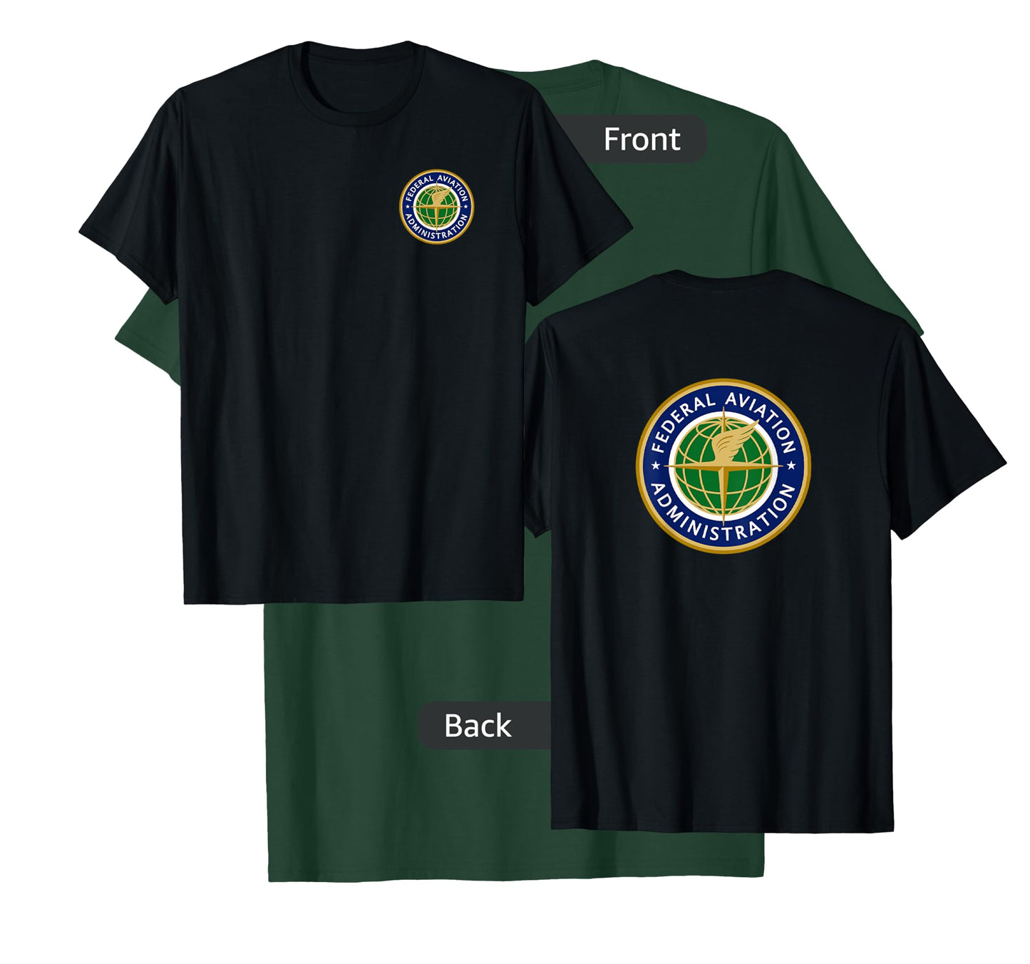 Federal FAA Shirts & Gifts Retired US FAA T-Shirt - Men's Aviation Theme Black Short Sleeve T-Shirt - Small