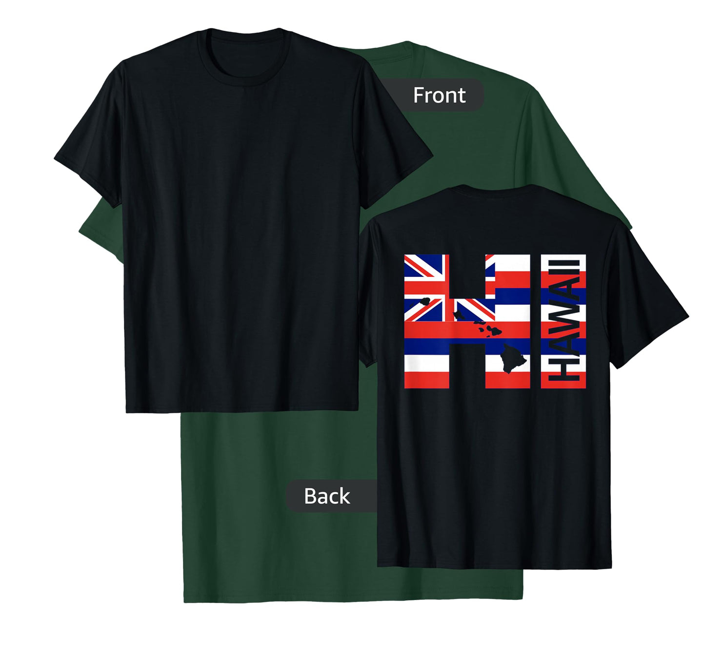 HI Hawaii Islands Hawaiian Flag Beach (On Back) T-Shirt