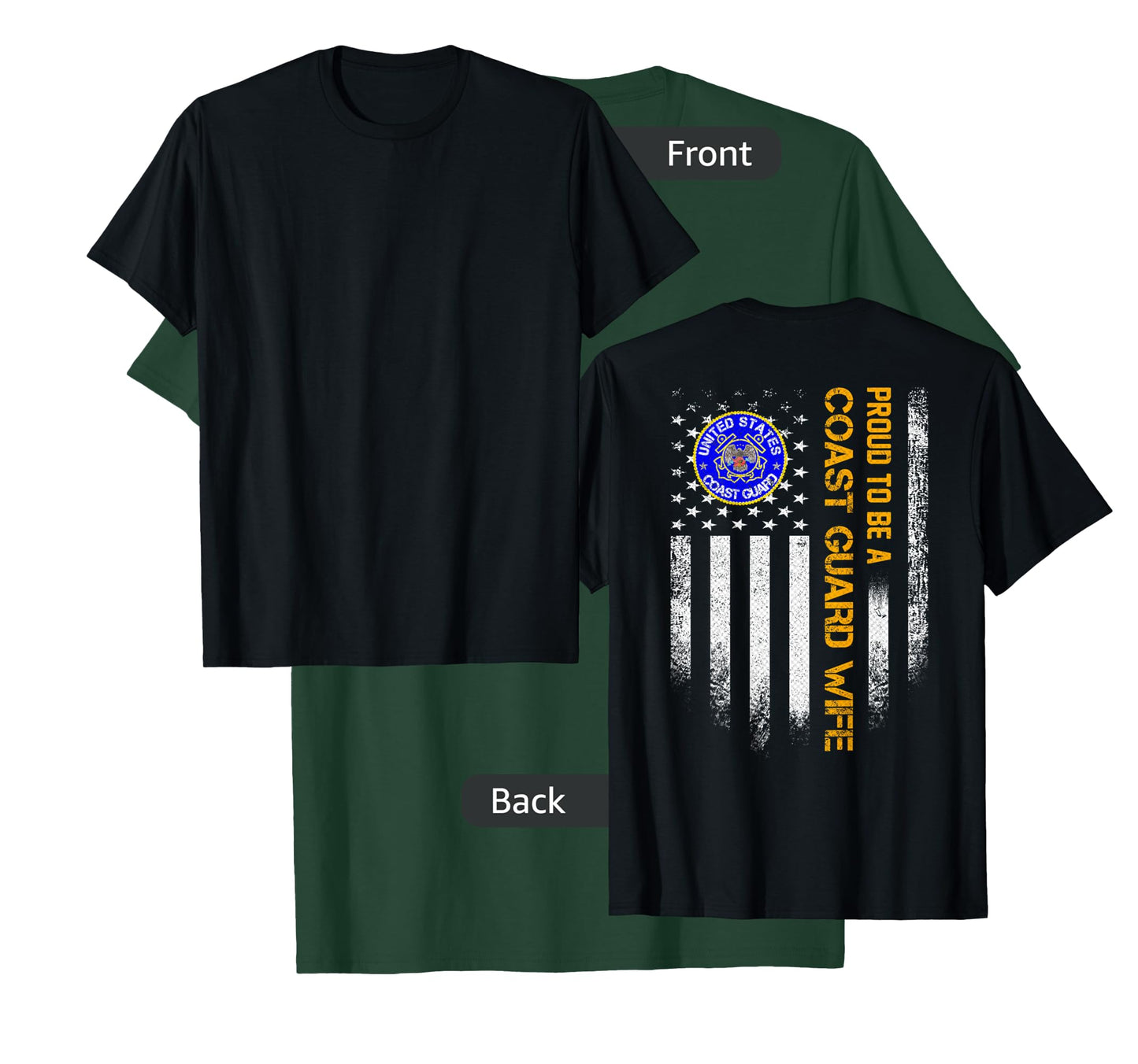 Vintage USA Flag Proud To Be A US Coast Guard Veteran Wife T-Shirt
