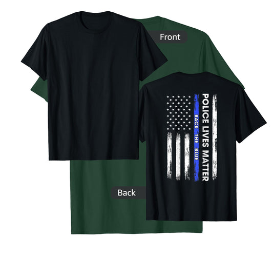 Back The Blue Thin Blue Line USA Flag Police Lives Matter T-Shirt
