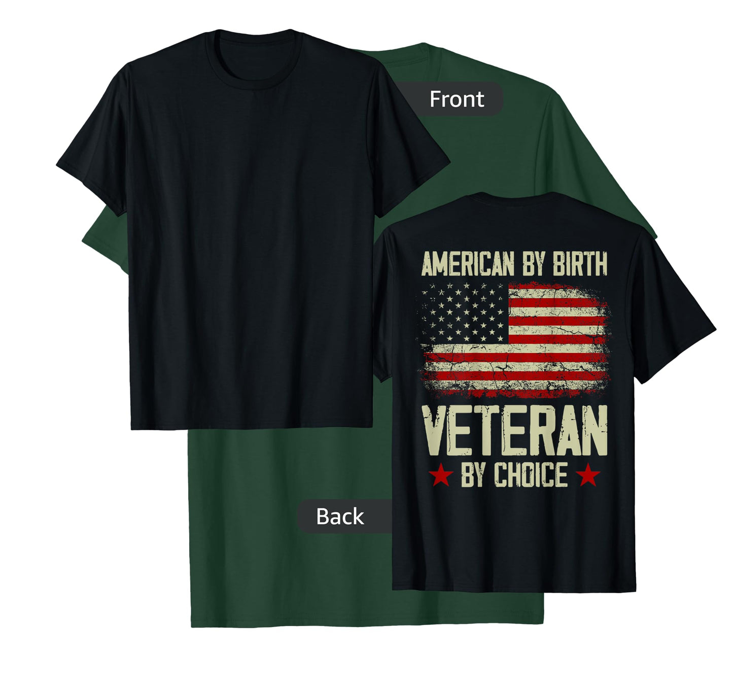 American By birth Veteran By Choice American Flag on back T-Shirt for Women Men
