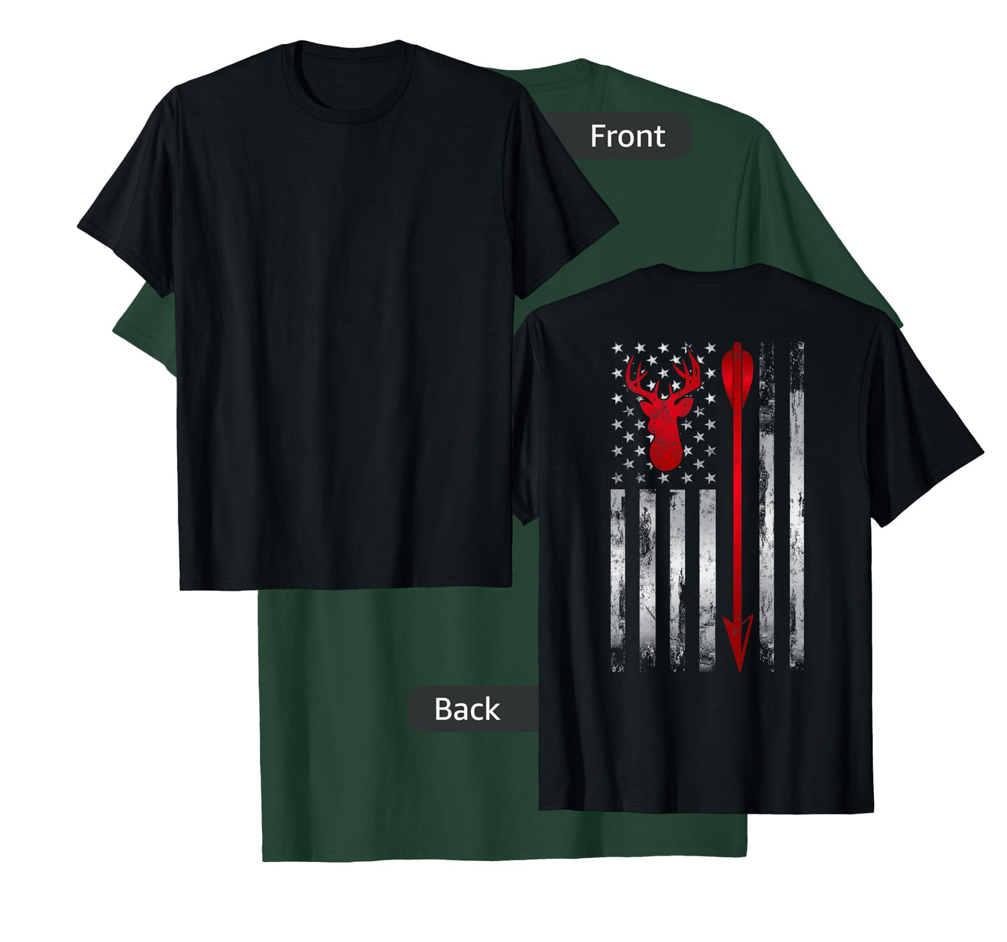 BowHunter Patriotic American USA flag Deer Bow Hunting T-Shirt