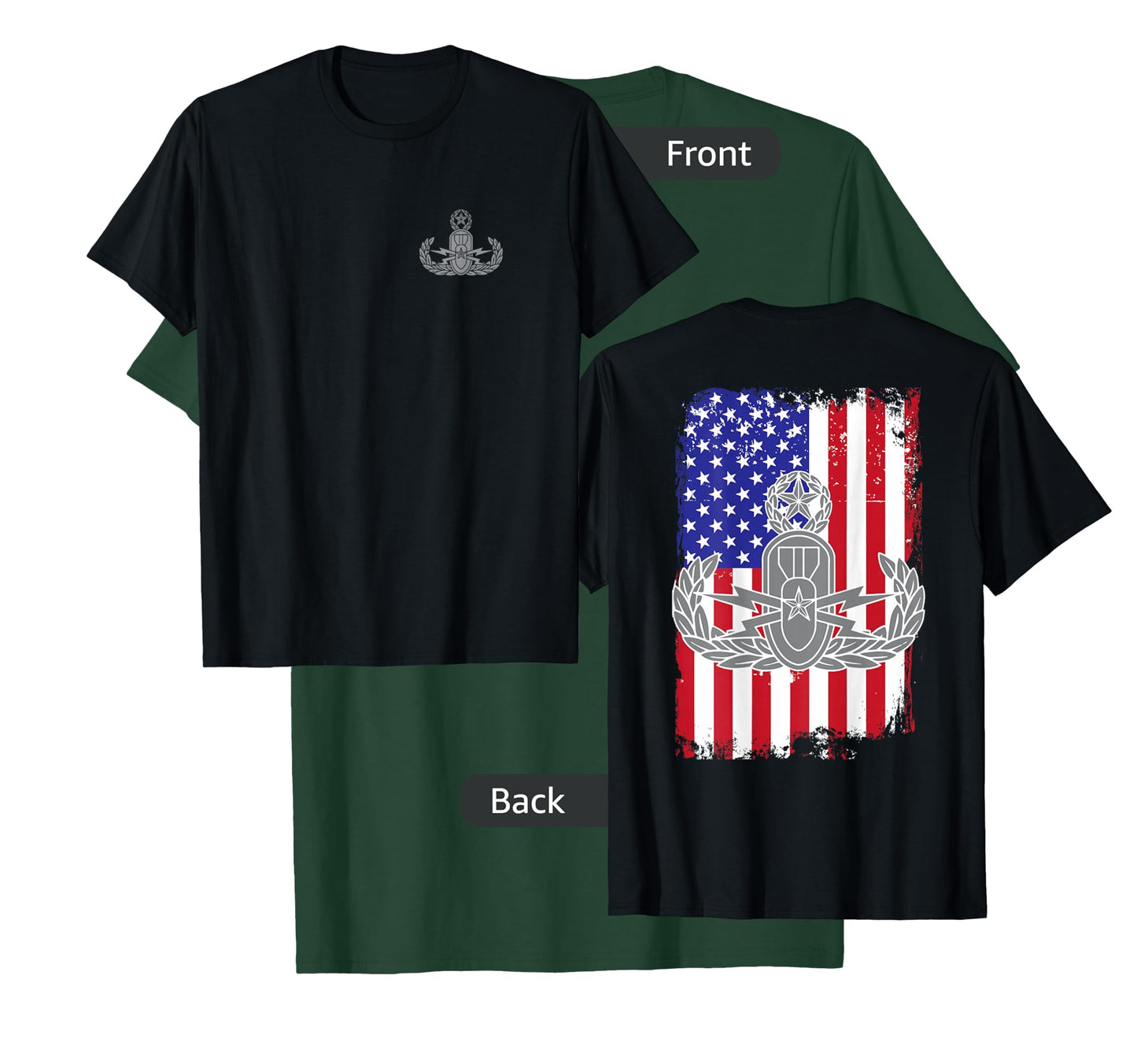 EOD American Flag T Shirt - Memorial Day July 4th See Back T-Shirt