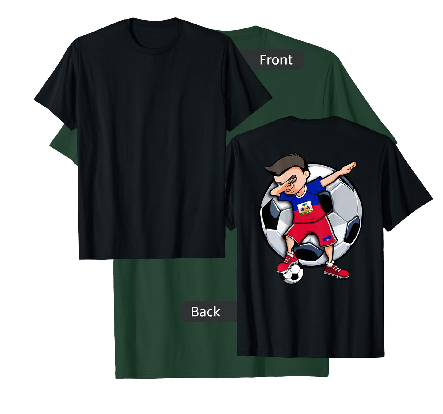 Dabbing Soccer Boy Haiti Football Fans Jersey Haitian Flag T-Shirt