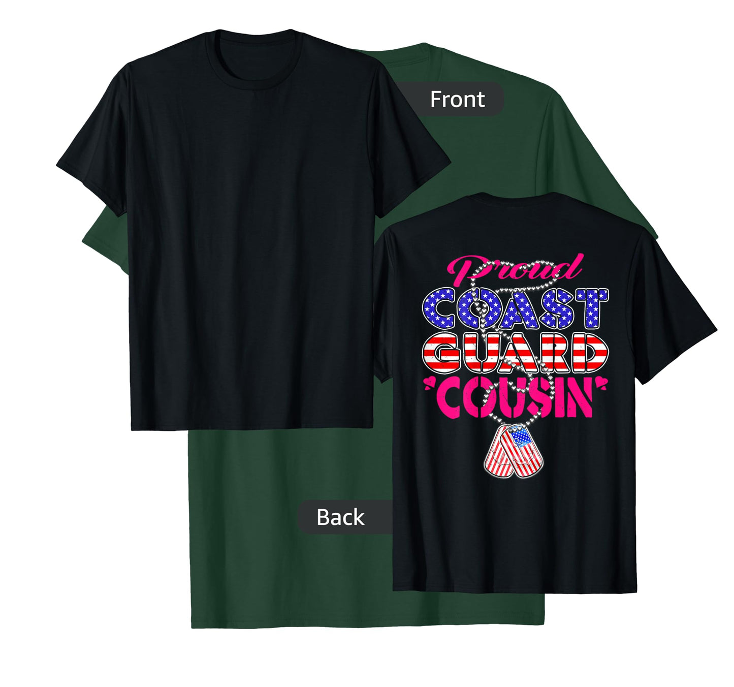 Proud US Coast Guard Cousin US Flag Dog Tag Military Family T-Shirt