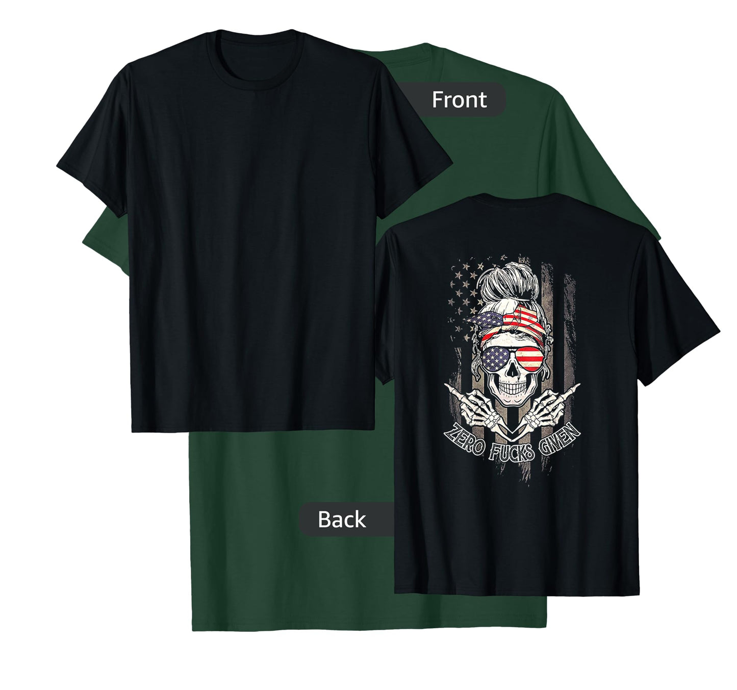 Zero Fucks Given Skull Women Flag T-Shirt