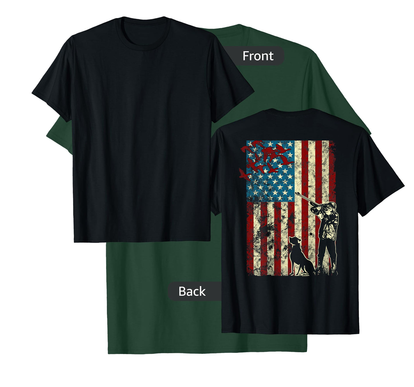 Duck Hunting Distressed Patriotic American Flag gift Hunters T-Shirt