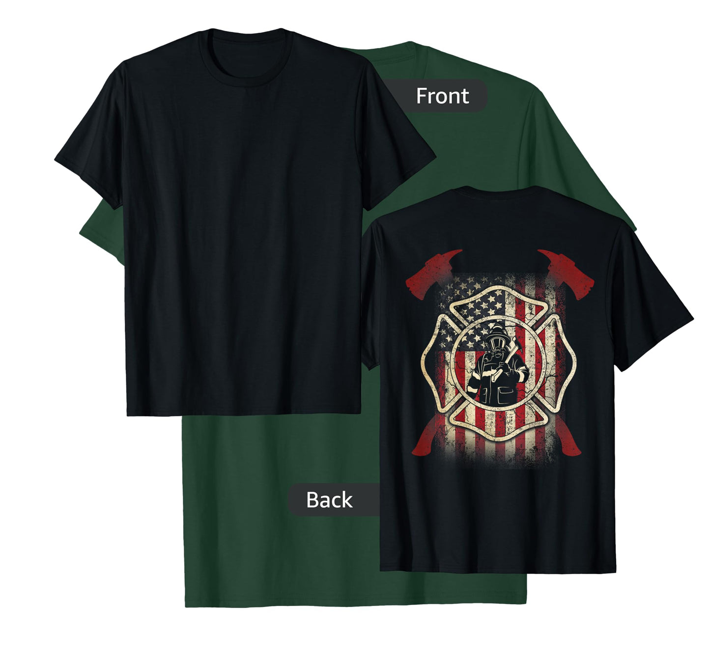 Patriotic Firefighter USA Flag Axe American Flag Fireman T-Shirt