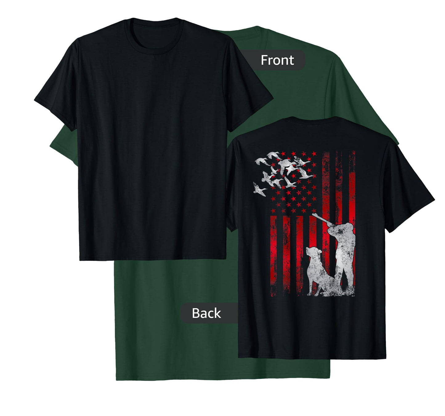Hunters Distressed Patriotic American USA Flag Duck Hunting T-Shirt