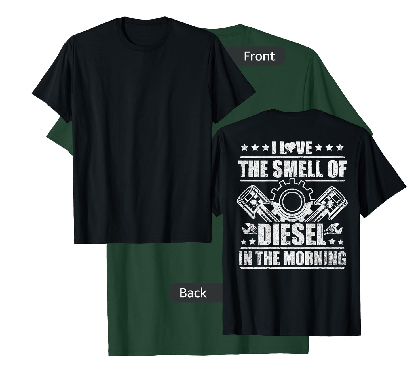 Truck Driver Novelty Diesel Flue Trucker Design On Back T-Shirt