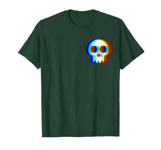 Funny Skull Trippy Vaporwave Halloween Techno Rave EDM Music T-Shirt