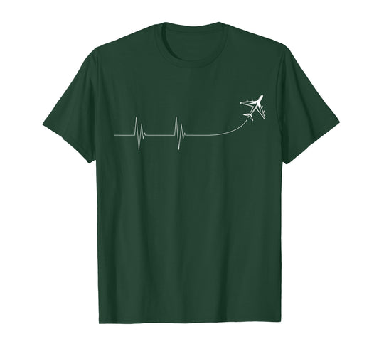 Airplane Pilot Heartbeat Aviation EKG Plane Aircraft Gift T-Shirt