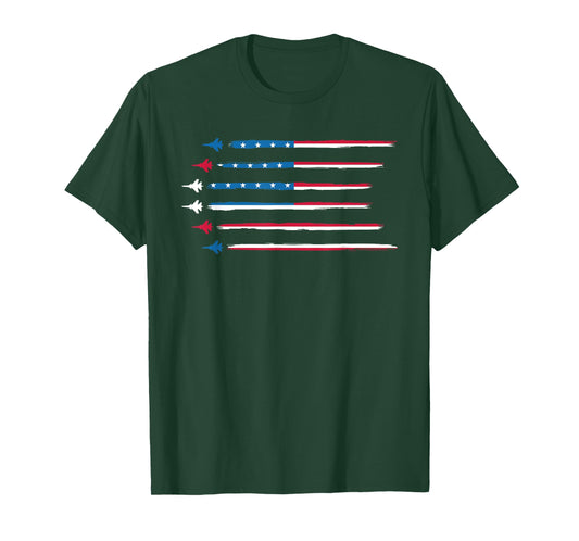 American Flag Military Jet Plane Aviation T-Shirt