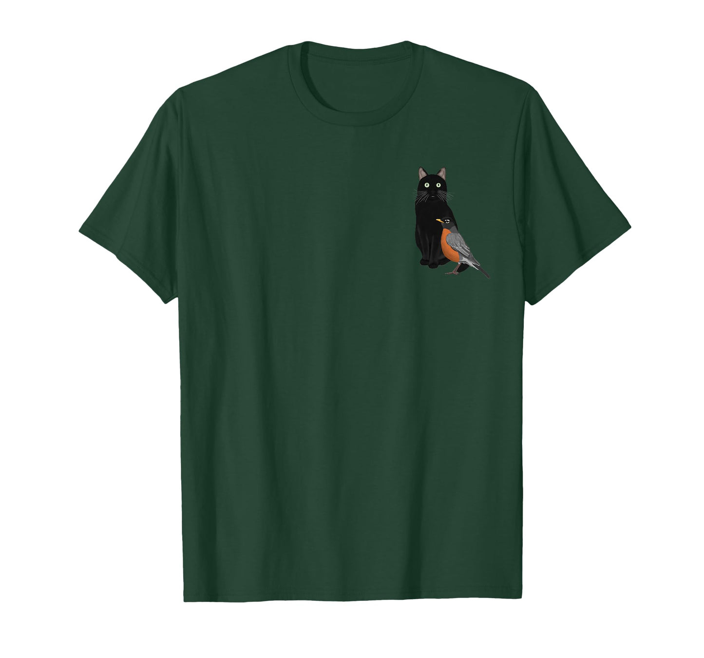 Robin with a Cat Bird Birdwatching Biologist Ornithologist T-Shirt