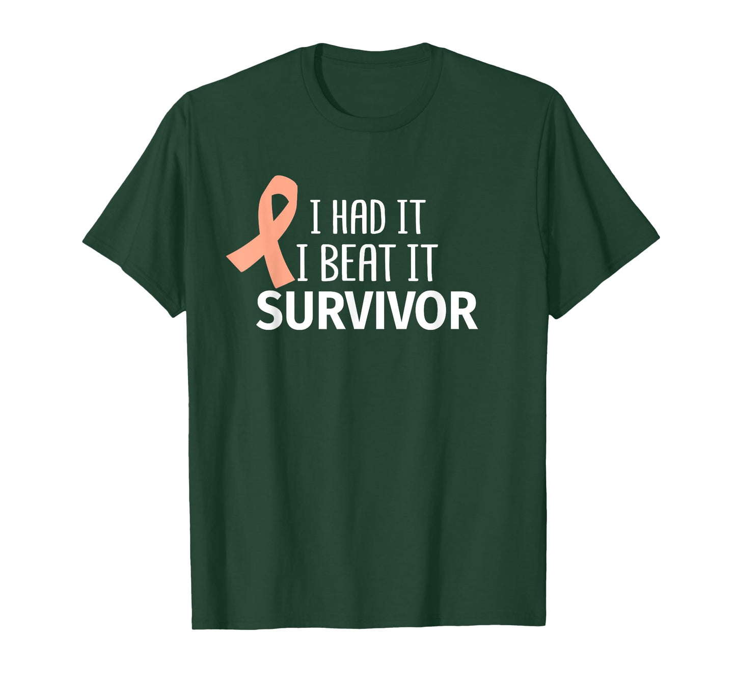 Uterine Cancer I Had It I Beat It Survivor Peach Ribbon Gift T-Shirt