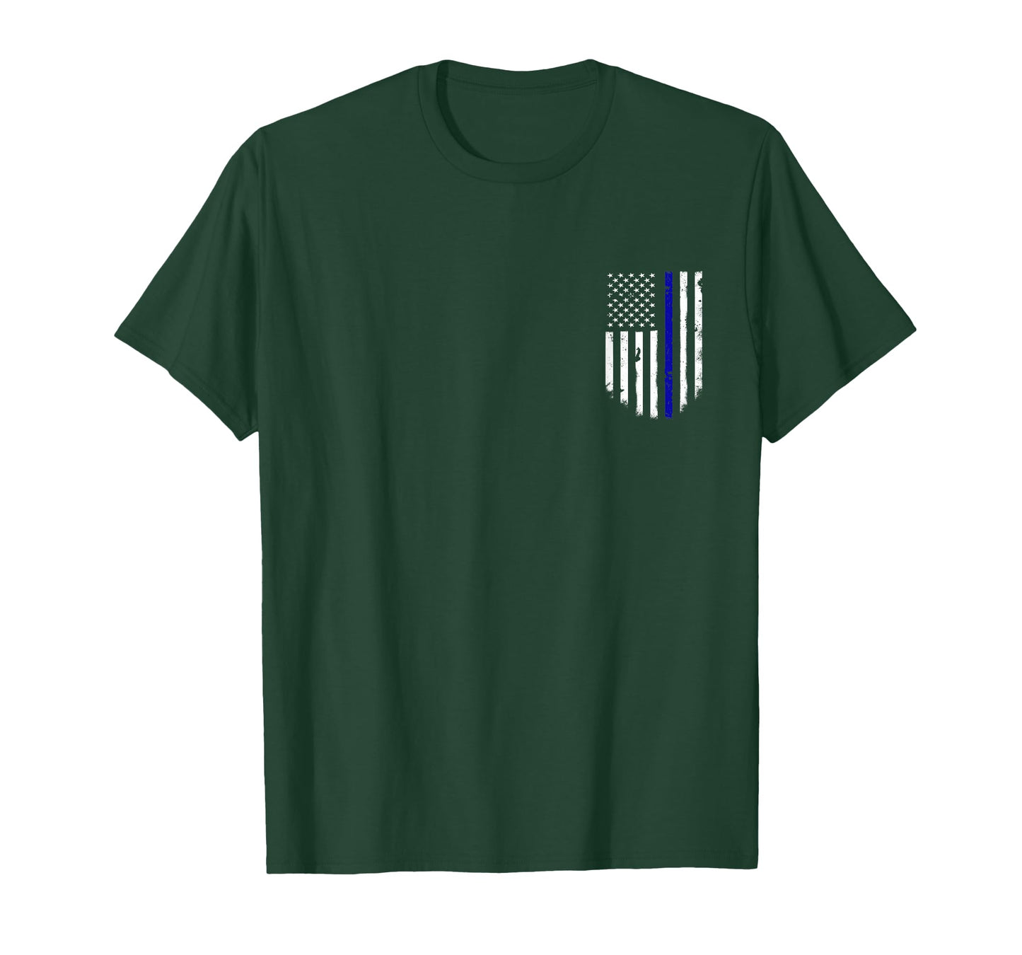 Thin Blue Line Flag T-Shirt Chest Pocket Vintage Top Tee