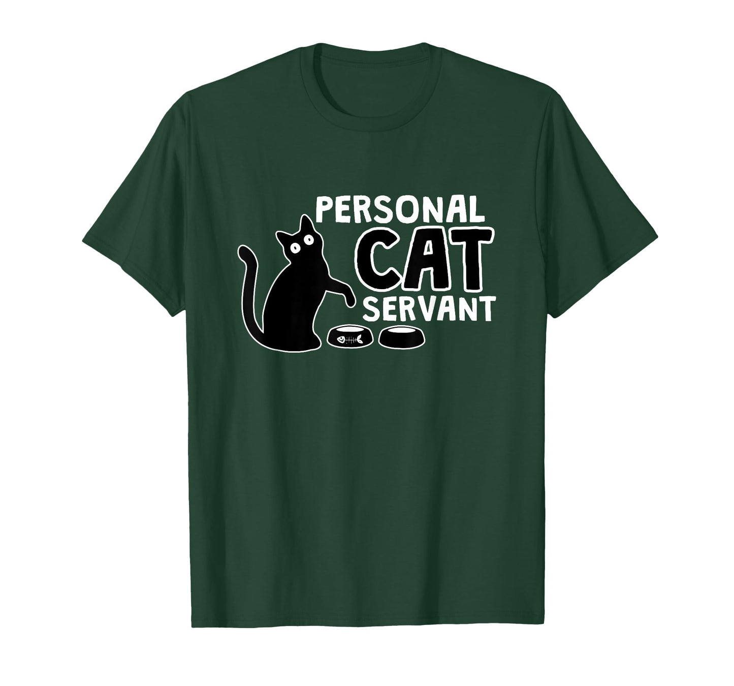 Funny Black Cat Personal Cat Servant Cat Personal Assistant Men Women T-Shirt