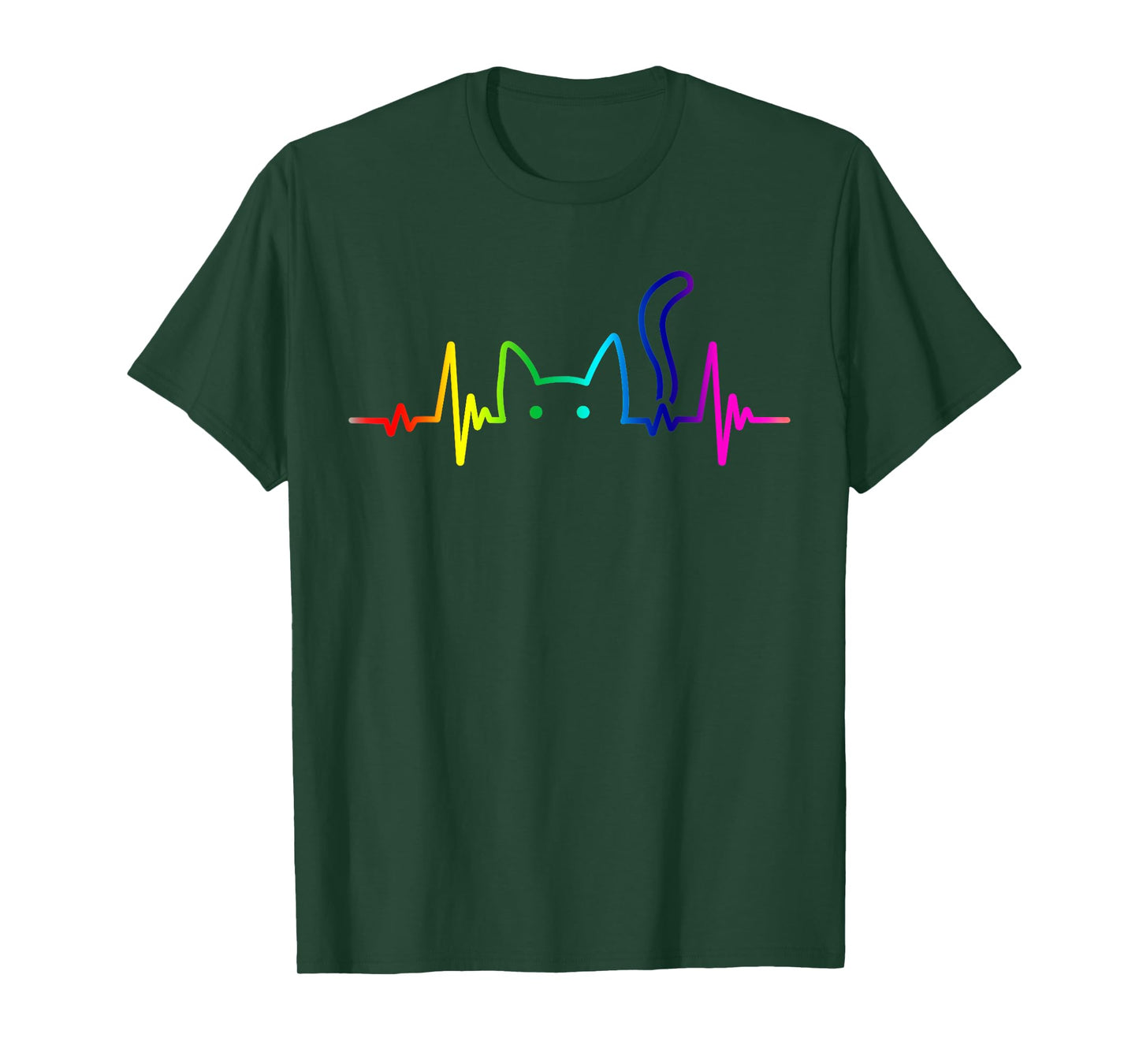 Heartbeat Cat Lover Animal Silhouette Cute Cat T-Shirt