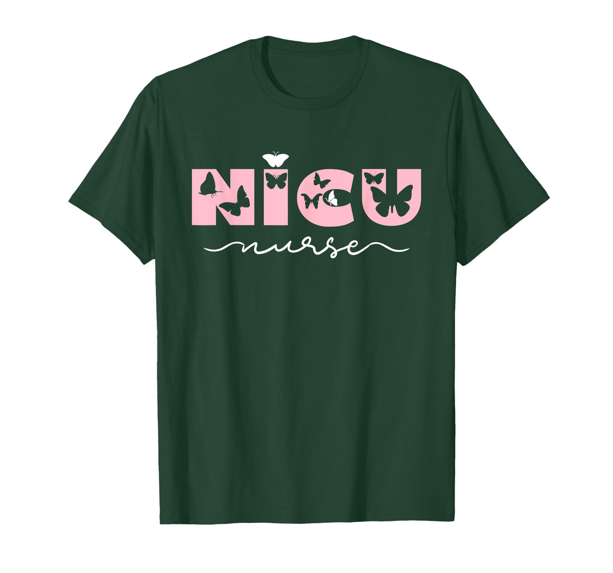 NICU Nurse for Women Pink Cute Butterfly Pediatric Neonatal T-Shirt