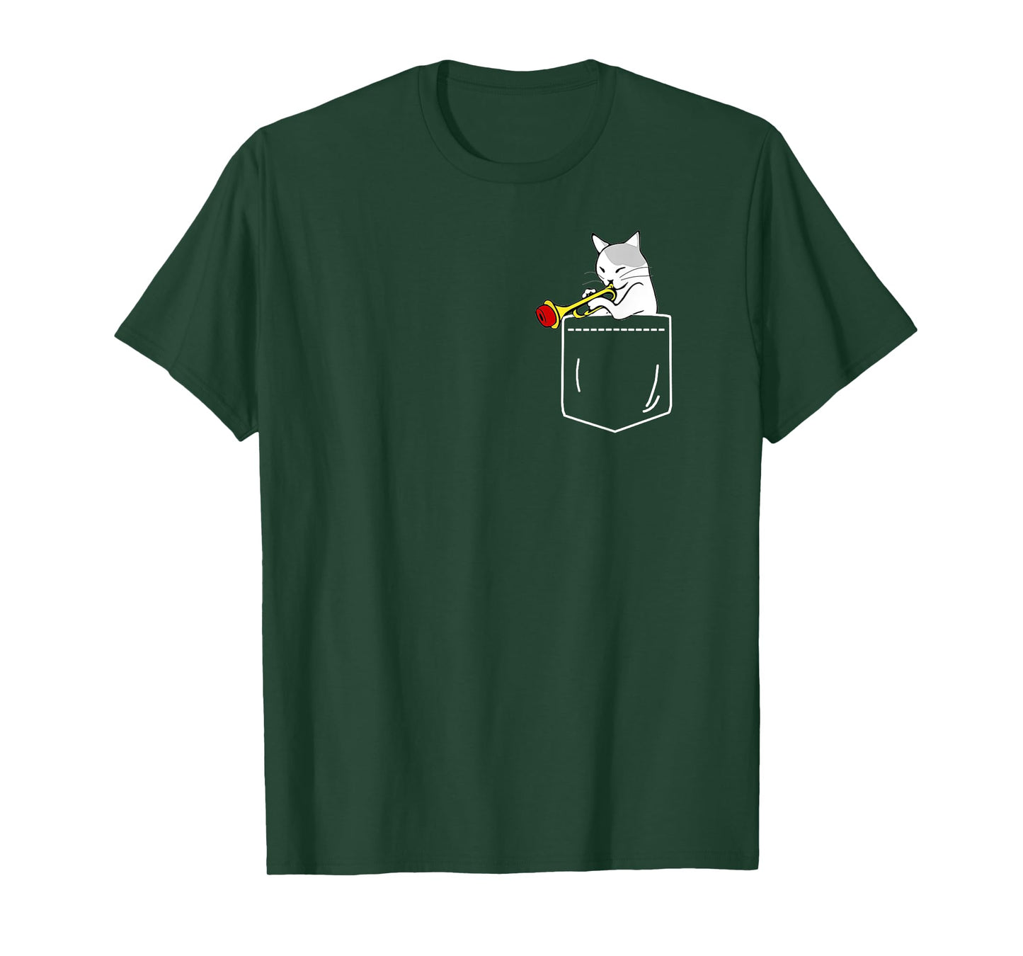 Cat Playing Trumpet in Pocket T-Shirt Jazz Lover Shirt T-Shirt