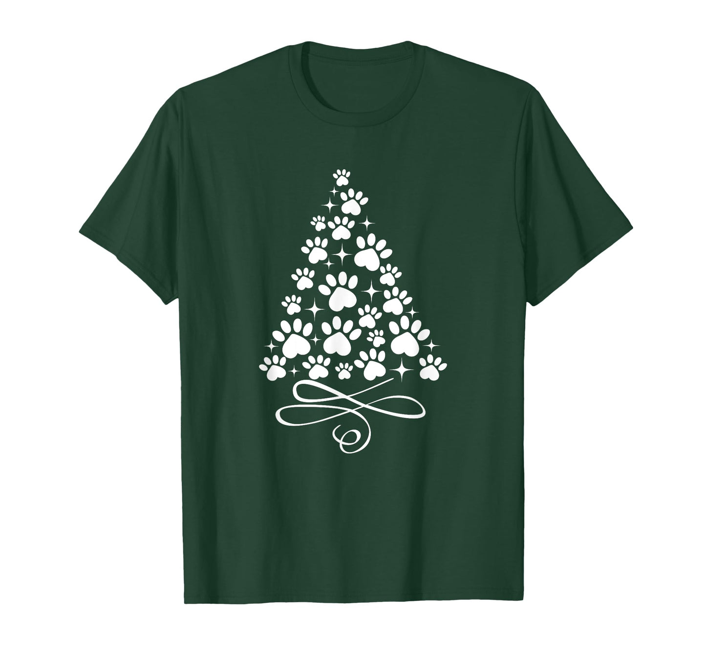 Pet Paw Print Tree Christmas Paw Print Dog Cat Puppy Gift T-Shirt for Men Women Kids