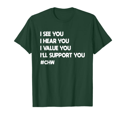Community Health Worker Tees Unisex-Adults Black Small CHW T-Shirt