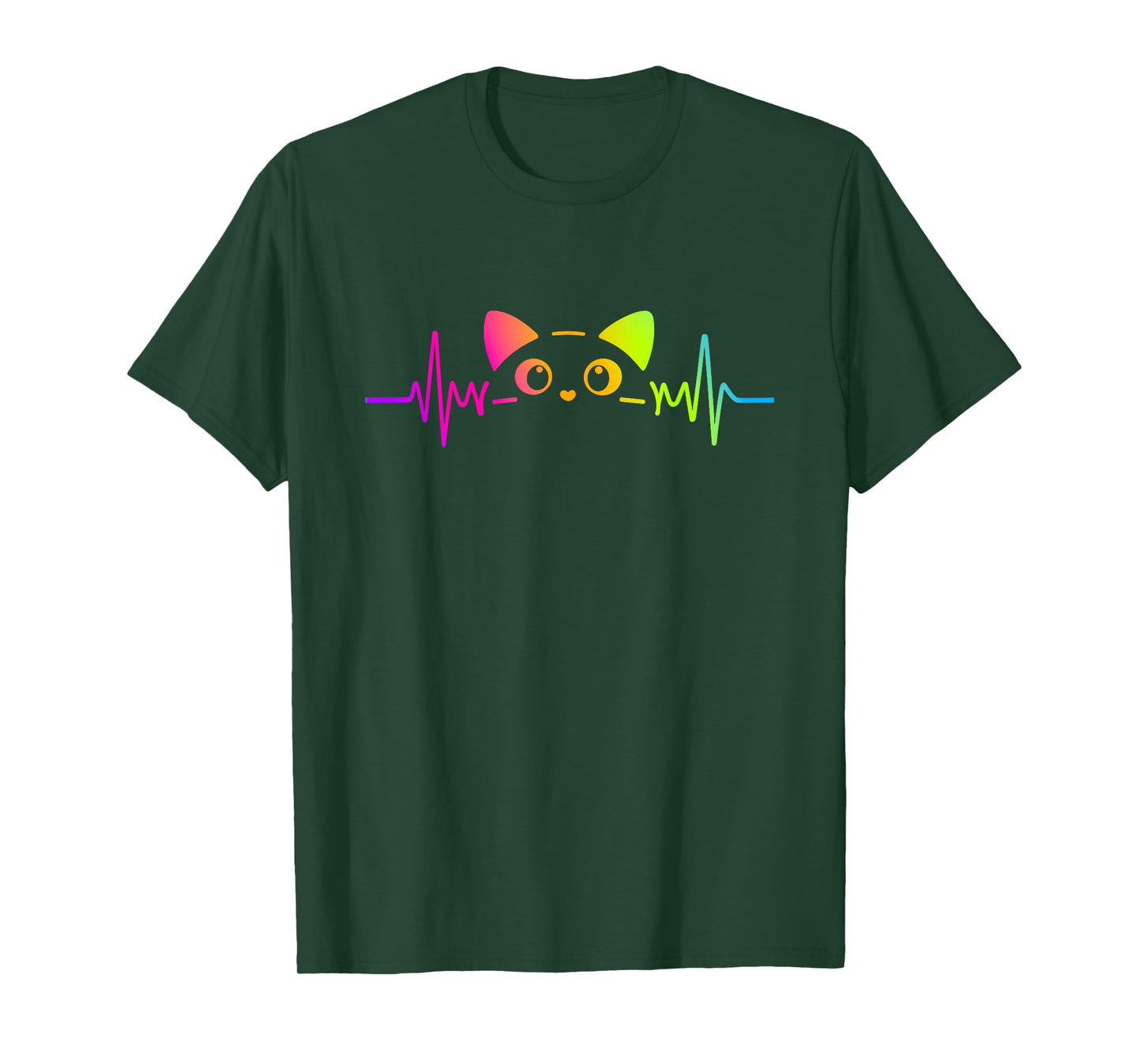 Heartbeat Cat Men Women Kids Kitten Cat Lover Funny Cute T-Shirt