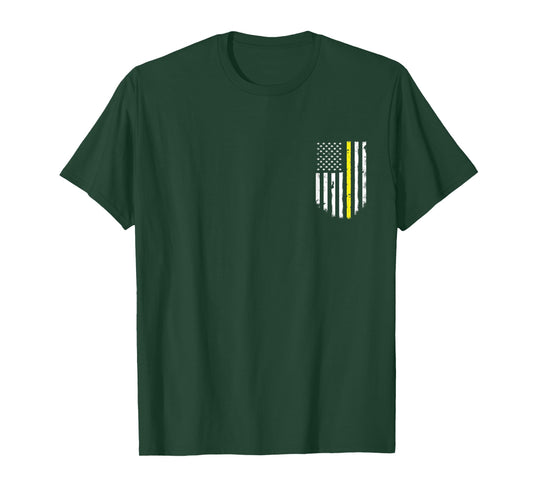 Thin Yellow Line American Flag T-Shirt Pocket Vintage Tee