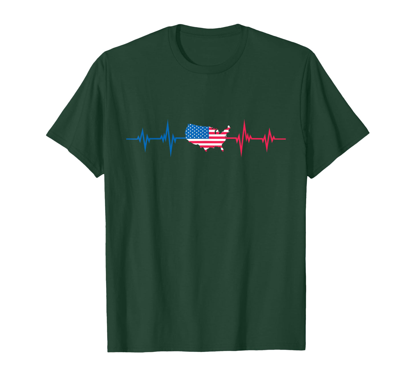 Heartbeat Design american Flag USA T-Shirt