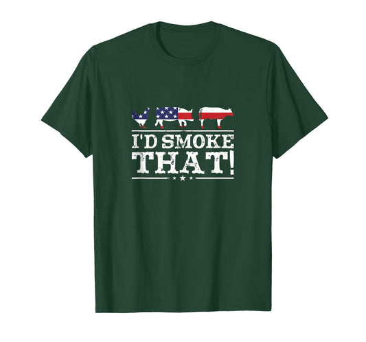 Funny BBQ Shirt I'd Smoke That Meat Pitmaster Grill Gift Tank Top