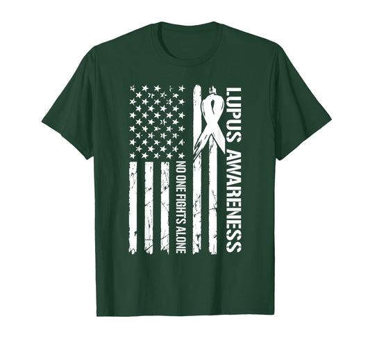 American Flag Lupus Systemic Lupus Erythematosus Awareness T-Shirt