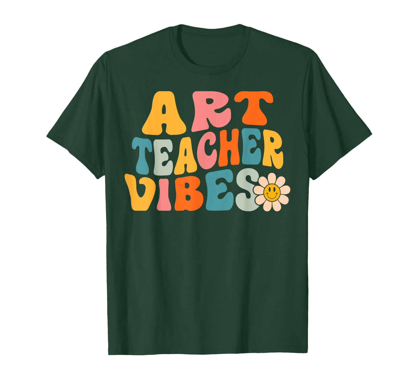 Art Teacher Vibes Retro 1st Day of School Groovy Teacher Men Women T-Shirt