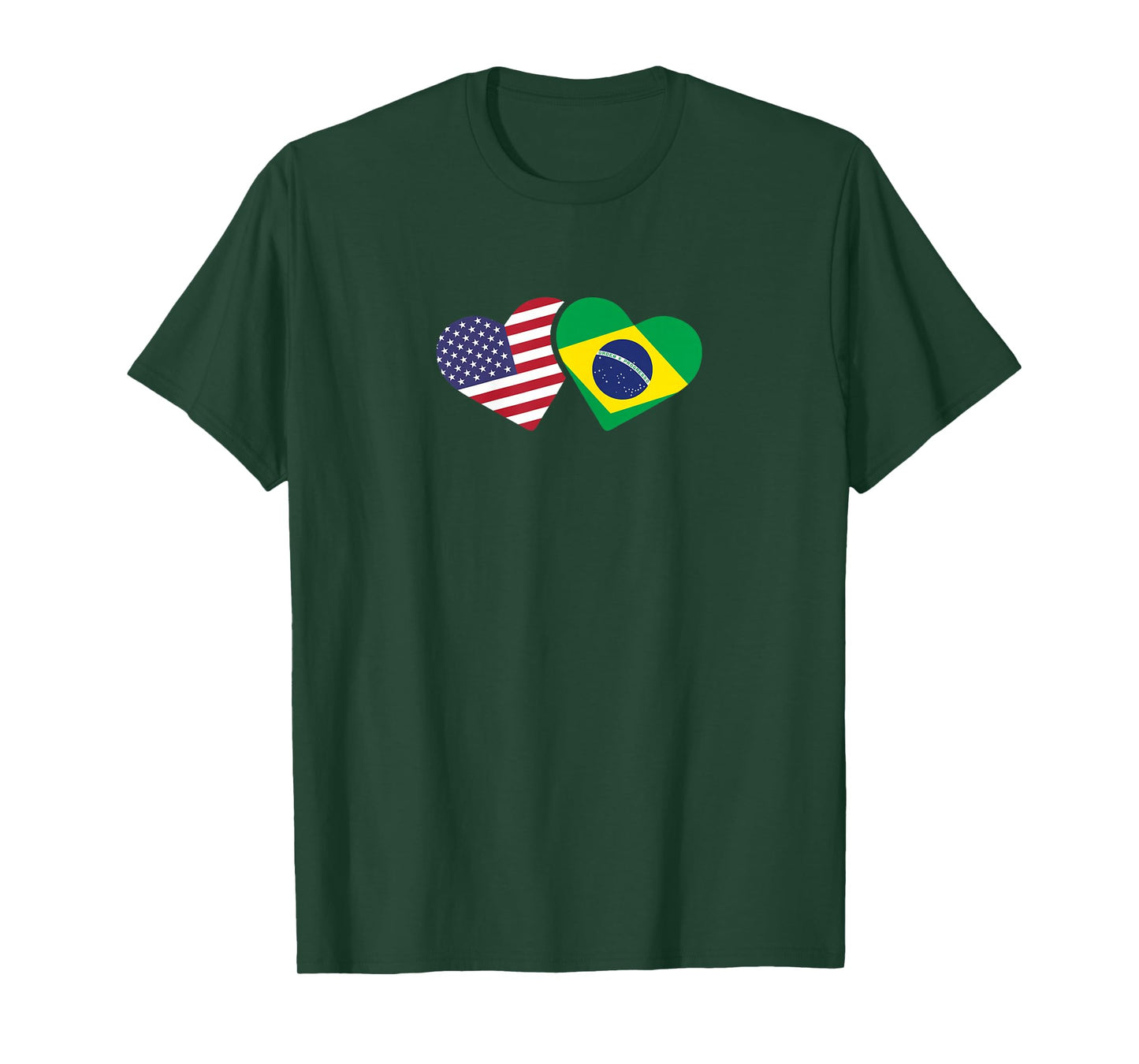 Brazil USA Flag T Shirt Heart Brazilian Americans Love Cute T-Shirt