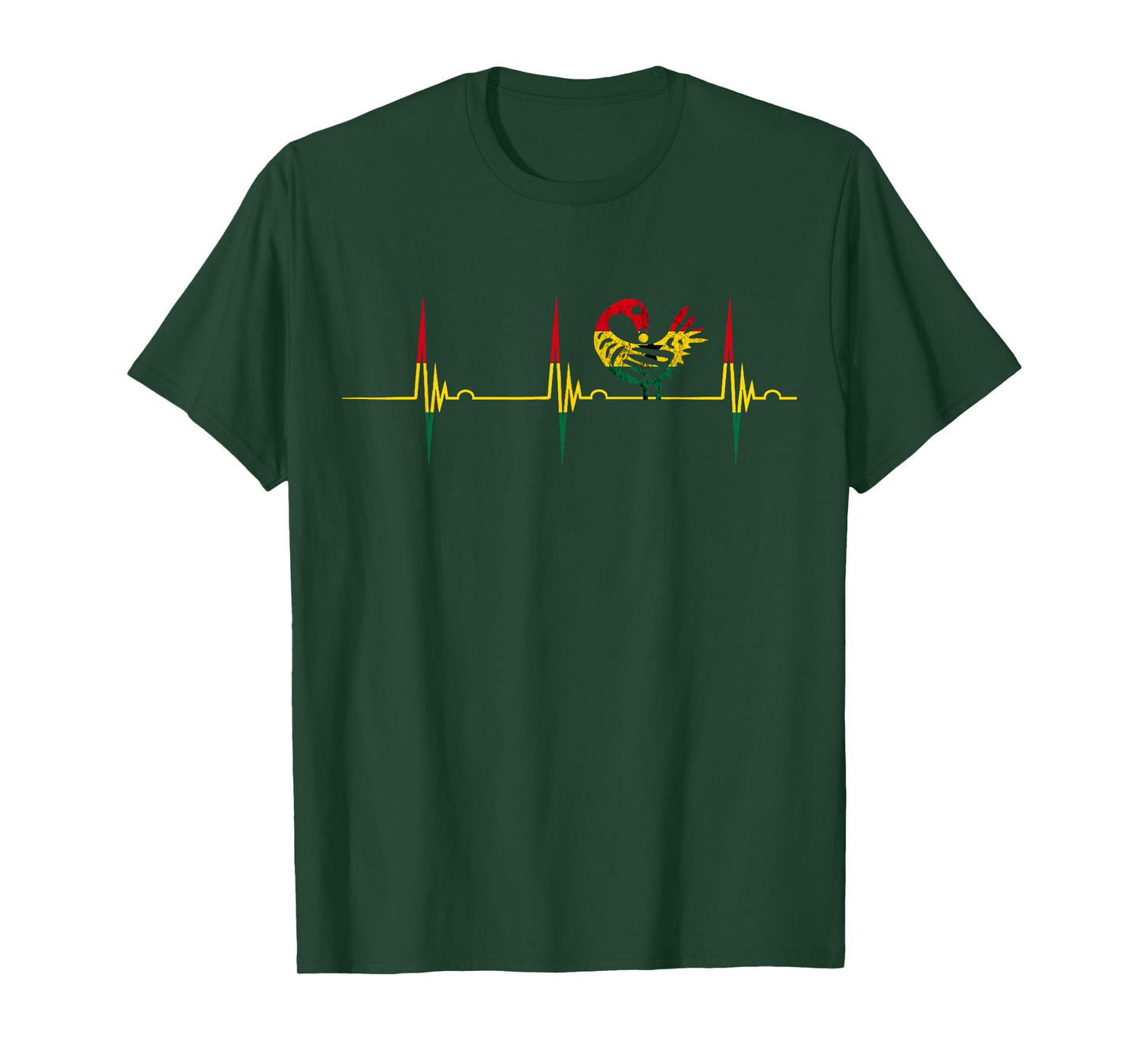 Sankofa Heartbeat EKG Pulse African Bird Ghana African Flag T-Shirt