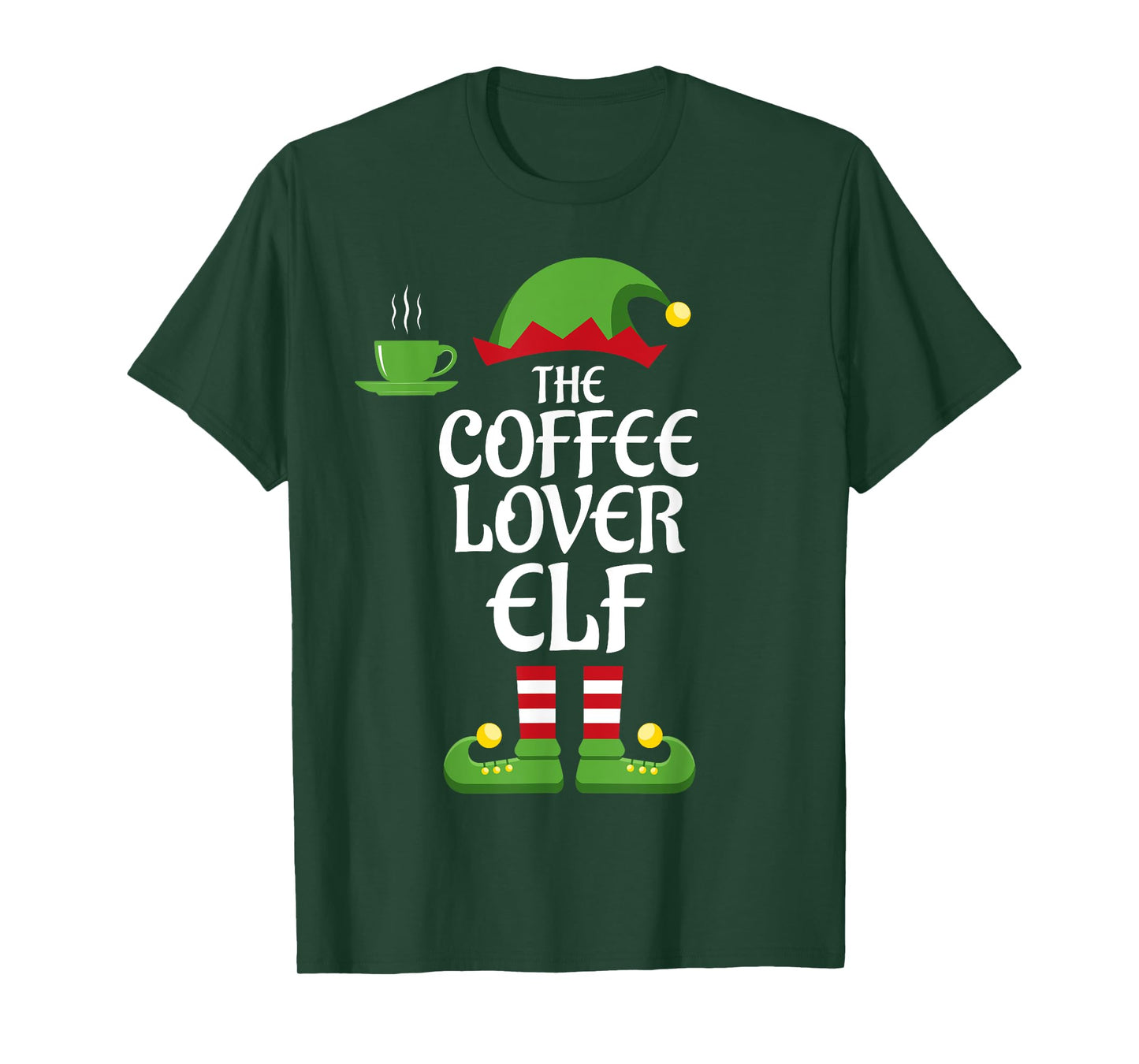 Coffee Lover Elf Family Matching Group Christmas T-Shirt