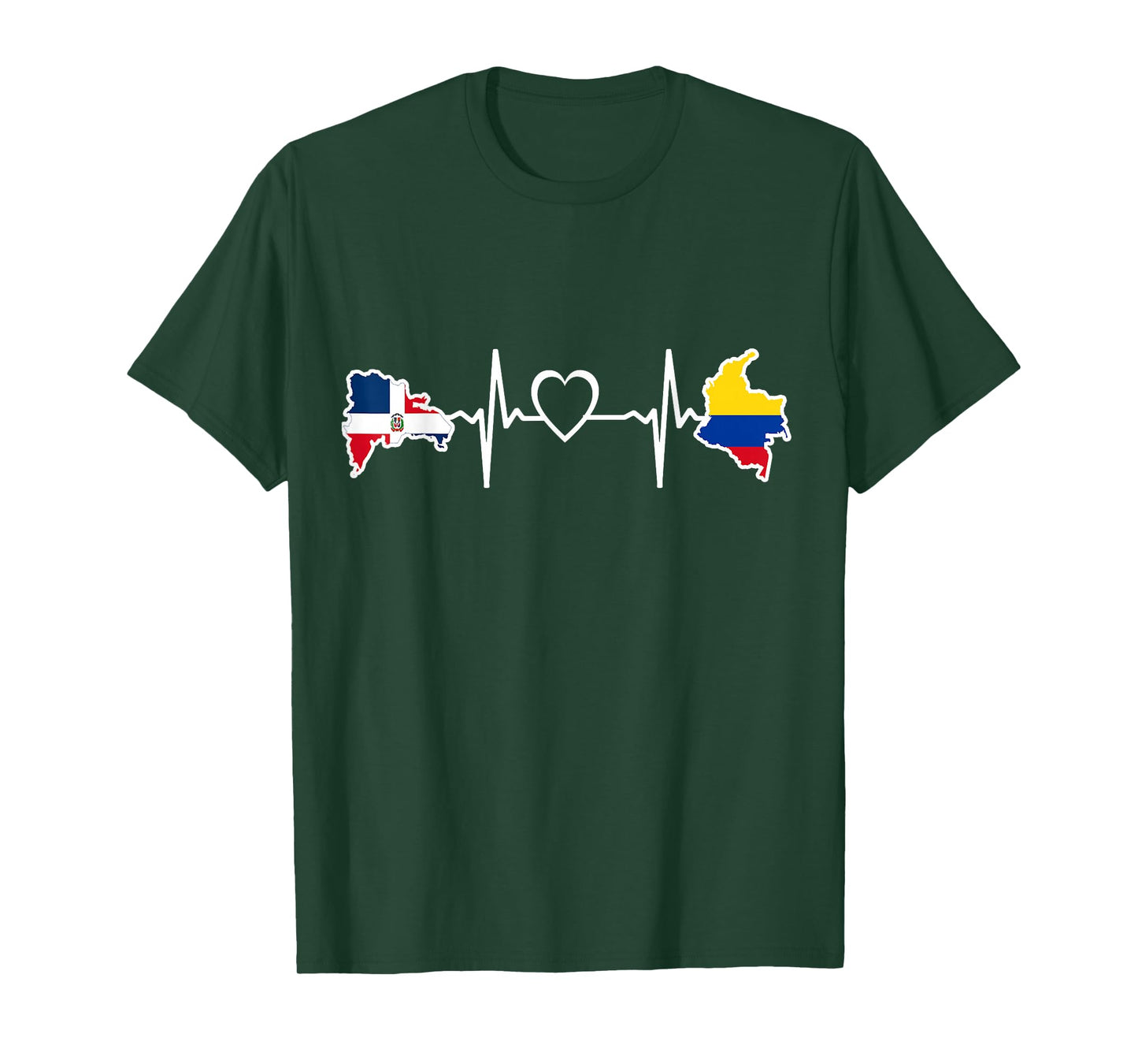 Dominican Republic Colombian Flag Heartbeat T-Shirt