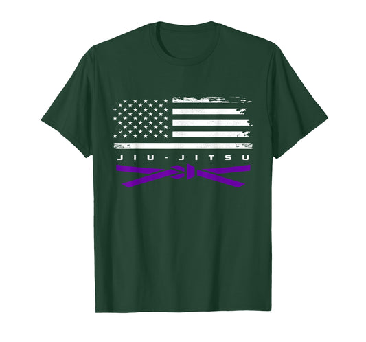 American Flag Jiu - Jitsu Apparel - Purple Belt Jiu Jitsu T-Shirt