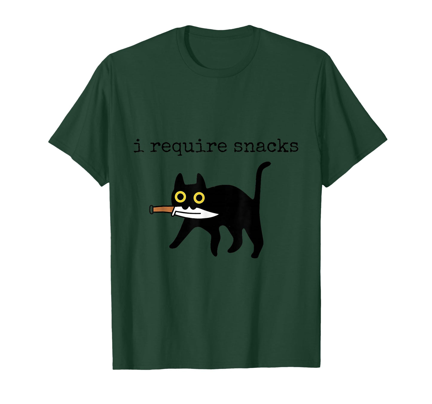 I Require Snacks Funny Black Cat Funny Quote Cat Lovers T-Shirt